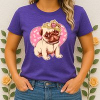 Cute Princess Pug Dog Womens T-Shirt