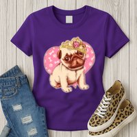 Cute Princess Pug Dog Womens T-Shirt
