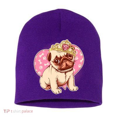 Cute Princess Pug Dog Short Acrylic Beanie