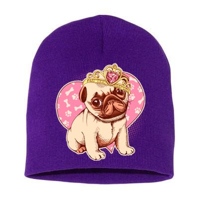 Cute Princess Pug Dog Short Acrylic Beanie