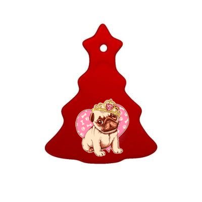 Cute Princess Pug Dog Ceramic Tree Ornament