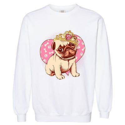 Cute Princess Pug Dog Garment-Dyed Sweatshirt