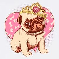 Cute Princess Pug Dog Garment-Dyed Sweatshirt