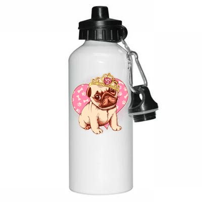 Cute Princess Pug Dog Aluminum Water Bottle