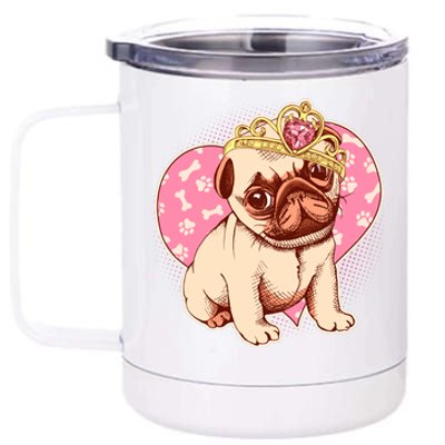 Cute Princess Pug Dog 12 oz Stainless Steel Tumbler Cup