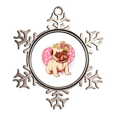 Cute Princess Pug Dog Metallic Star Ornament