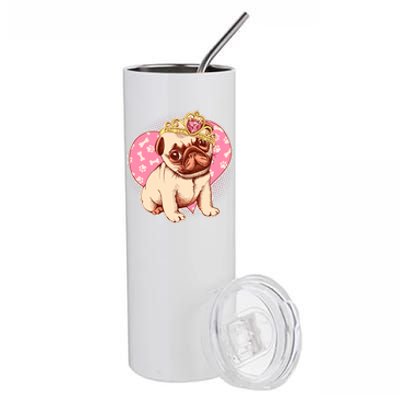 Cute Princess Pug Dog Stainless Steel Tumbler