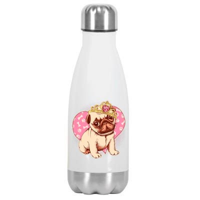 Cute Princess Pug Dog Stainless Steel Insulated Water Bottle