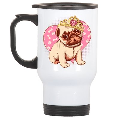 Cute Princess Pug Dog Stainless Steel Travel Mug