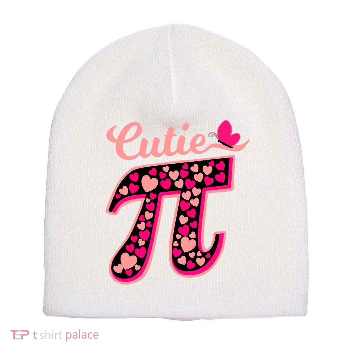 Cutie Pie Pie Day Shirt Butterfly And Hearts Short Acrylic Beanie