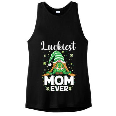 Check Plaid Pattern Luckiest Mom Ever St Patrick Day Gnomes Gift Ladies PosiCharge Tri-Blend Wicking Tank