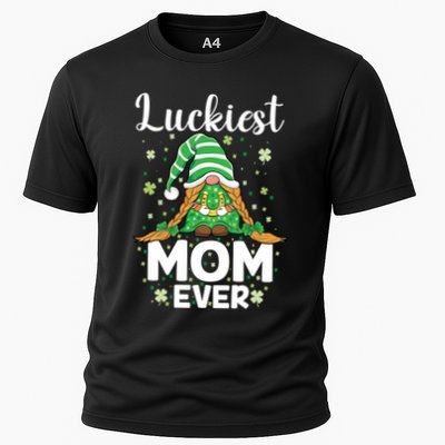 Check Plaid Pattern Luckiest Mom Ever St Patrick Day Gnomes Gift Performance Shirt