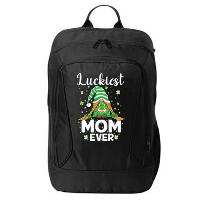 Check Plaid Pattern Luckiest Mom Ever St Patrick Day Gnomes Gift City Backpack