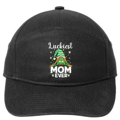 Check Plaid Pattern Luckiest Mom Ever St Patrick Day Gnomes Gift 7-Panel Snapback Hat