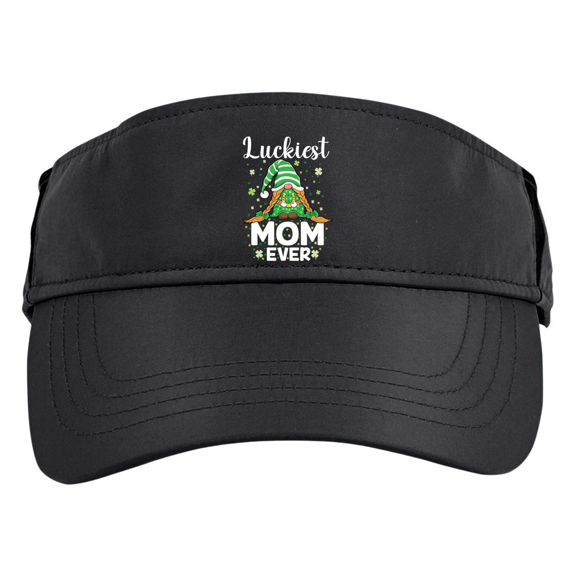 Check Plaid Pattern Luckiest Mom Ever St Patrick Day Gnomes Gift Adult Drive Performance Visor