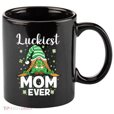 Check Plaid Pattern Luckiest Mom Ever St Patrick Day Gnomes Gift 11oz C Handle Ceramic Mug