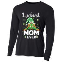 Check Plaid Pattern Luckiest Mom Ever St Patrick Day Gnomes Gift Cooling Performance Long Sleeve Crew