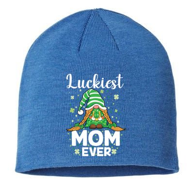 Check Plaid Pattern Luckiest Mom Ever St Patrick Day Gnomes Gift Sustainable Beanie
