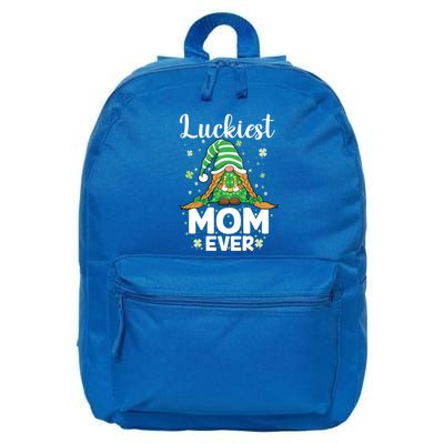 Check Plaid Pattern Luckiest Mom Ever St Patrick Day Gnomes Gift 16 in Basic Backpack
