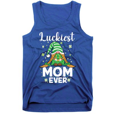Check Plaid Pattern Luckiest Mom Ever St Patrick Day Gnomes Gift Tank Top
