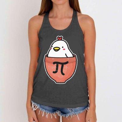 Chicken Pot Pi Day Funny Math Teacher Mathematics Lover Women's Knotted Racerback Tank