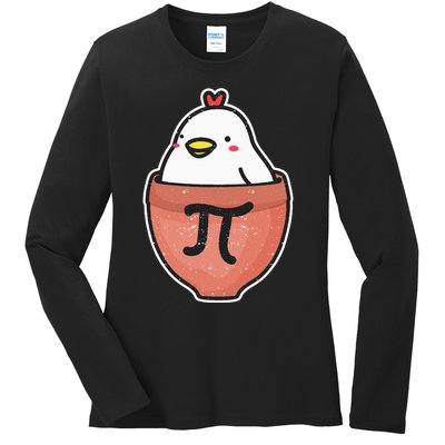 Chicken Pot Pi Day Funny Math Teacher Mathematics Lover Ladies Long Sleeve Shirt