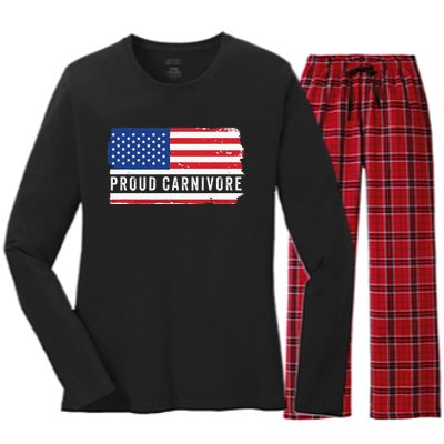 Carnivore Protein Pride Usa Us Flag Diet Meat Eater Keto Women's Long Sleeve Flannel Pajama Set 