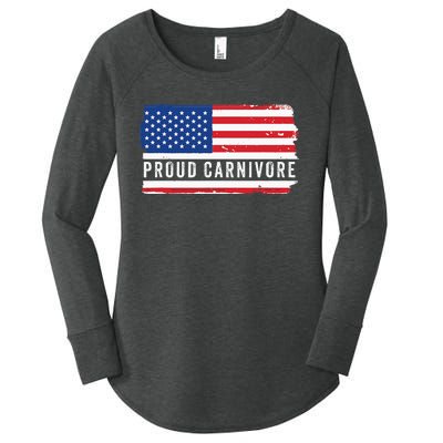 Carnivore Protein Pride Usa Us Flag Diet Meat Eater Keto Women's Perfect Tri Tunic Long Sleeve Shirt