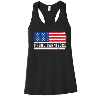 Carnivore Protein Pride Usa Us Flag Diet Meat Eater Keto Women's Racerback Tank