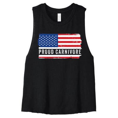 Carnivore Protein Pride Usa Us Flag Diet Meat Eater Keto Women's Racerback Cropped Tank