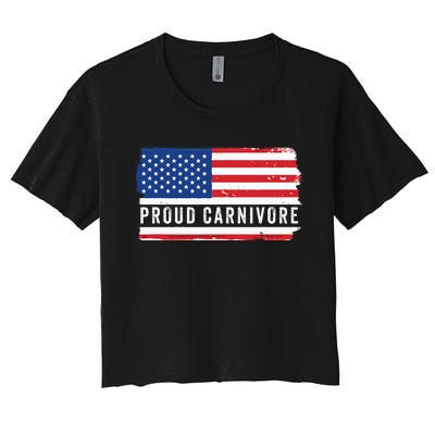 Carnivore Protein Pride Usa Us Flag Diet Meat Eater Keto Women's Crop Top Tee