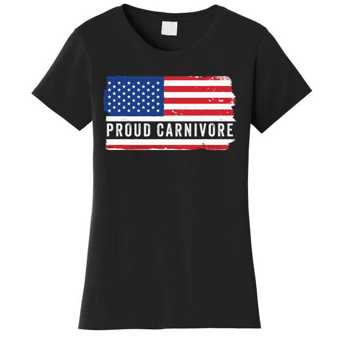 Carnivore Protein Pride Usa Us Flag Diet Meat Eater Keto Women's T-Shirt