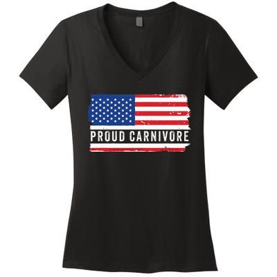 Carnivore Protein Pride Usa Us Flag Diet Meat Eater Keto Women's V-Neck T-Shirt