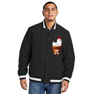 Chicken Pot Pi Funny Pie Day Cartoon Chicken Pot Pi Insulated Varsity Jacket