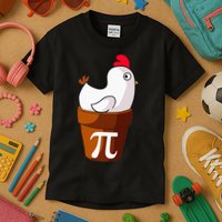 Chicken Pot Pi Funny Pie Day Cartoon Chicken Pot Pi Kids T-Shirt