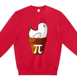 Chicken Pot Pi Funny Pie Day Cartoon Chicken Pot Pi Premium Crewneck Sweatshirt