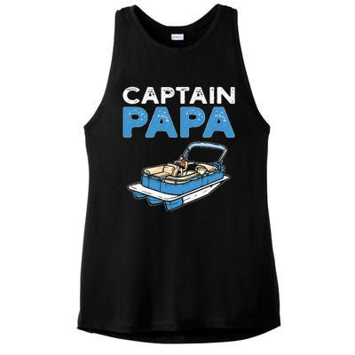 Captain Papa. Pontoon Boat Captain Ladies PosiCharge Tri-Blend Wicking Tank