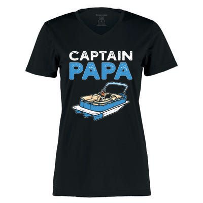 Captain Papa. Pontoon Boat Captain Women's Momentum V-Neck T-Shirt