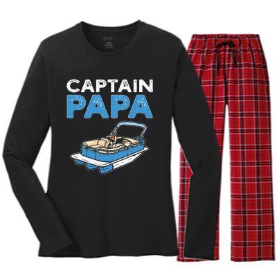 Captain Papa. Pontoon Boat Captain Women's Long Sleeve Flannel Pajama Set 