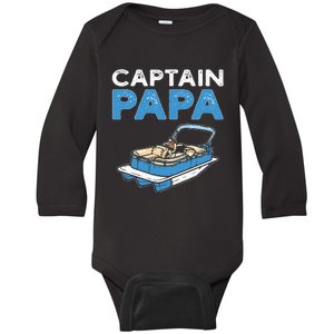 Captain Papa. Pontoon Boat Captain Baby Long Sleeve Bodysuit