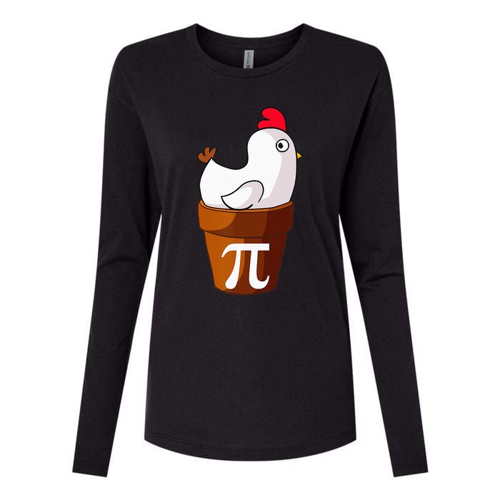 Chicken Pot Pie Funny Math Pun Chicken Pot Pi Womens Cotton Relaxed Long Sleeve T-Shirt