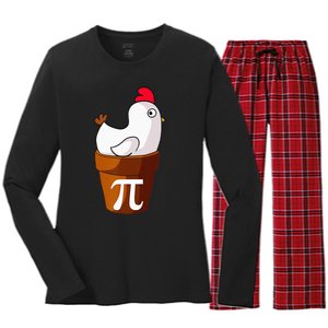 Chicken Pot Pie Funny Math Pun Chicken Pot Pi Women's Long Sleeve Flannel Pajama Set 