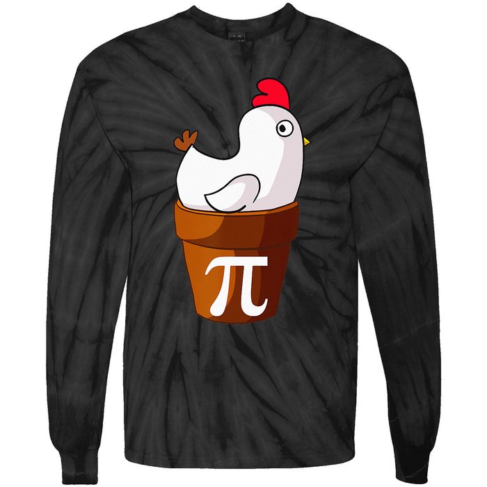 Chicken Pot Pie Funny Math Pun Chicken Pot Pi Tie-Dye Long Sleeve Shirt