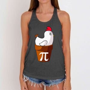 Chicken Pot Pie Funny Math Pun Chicken Pot Pi Women's Knotted Racerback Tank