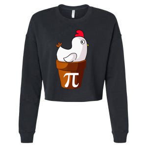 Chicken Pot Pie Funny Math Pun Chicken Pot Pi Cropped Pullover Crew