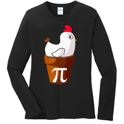 Chicken Pot Pie Funny Math Pun Chicken Pot Pi Ladies Long Sleeve Shirt