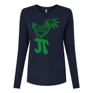 Chicken Pot Pie Pi Day Weed Pun Math Numbers March 3.14 Womens Cotton Relaxed Long Sleeve T-Shirt