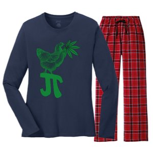 Chicken Pot Pie Pi Day Weed Pun Math Numbers March 3.14 Women's Long Sleeve Flannel Pajama Set 