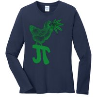 Chicken Pot Pie Pi Day Weed Pun Math Numbers March 3.14 Ladies Long Sleeve Shirt