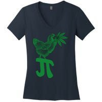 Chicken Pot Pie Pi Day Weed Pun Math Numbers March 3.14 Women's V-Neck T-Shirt